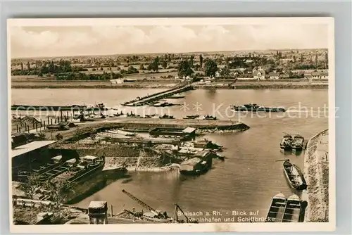 AK / Ansichtskarte Breisach_Rhein Blick auf Rheinhafen und Schiffbruecke Breisach Rhein