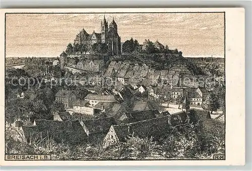 AK / Ansichtskarte Breisach_Rhein Stadtpanorama mit Muenster Kuenstlerkarte Breisach Rhein