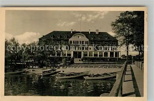 AK / Ansichtskarte Insel_Reichenau Strandhotel Seeterrasse Bootsanleger Steg Insel Reichenau