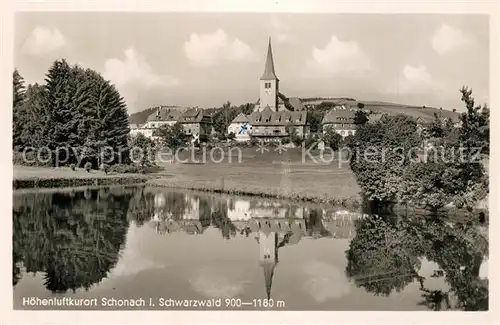 AK / Ansichtskarte Schonach_Schwarzwald Kirche Panorama Schonach Schwarzwald