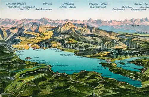 AK / Ansichtskarte Bodensee_Region Panoramakarte  Bodensee Region