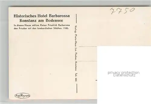 AK / Ansichtskarte Konstanz_Bodensee Historisches Hotel Barbarossa Konstanz_Bodensee