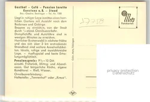 AK / Ansichtskarte Meersburg_Bodensee Lorettokapelle Garten Gasthof Pension Loretto Meersburg Bodensee