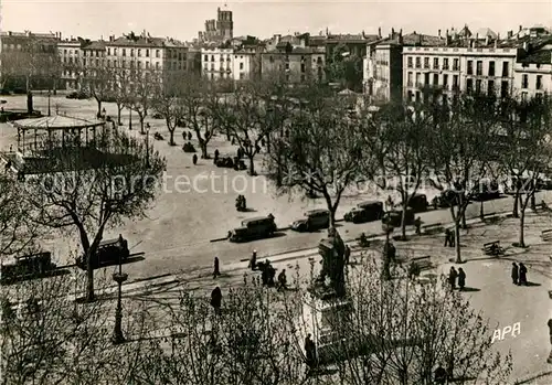 AK / Ansichtskarte Beziers Place Jean Jaures Statue Paul Riquet  Beziers