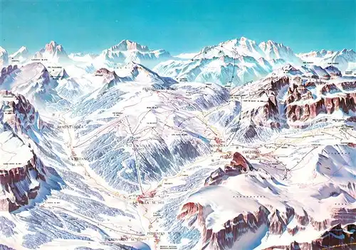 AK / Ansichtskarte Corvara_Pustertal_Suedtirol Ortungskarte S. Cassiano Pedraces La Villa Corvara_Pustertal