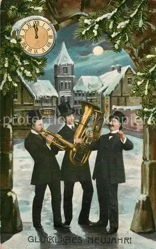 AK / Ansichtskarte Neujahr Musikanten Posaune Tuba Trompete  Neujahr