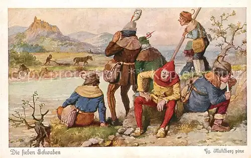 AK / Ansichtskarte Maerchen_Sagen Die sieben Schwaben Goerg Muehlberg Nr. 4538 Serie 268 Brueder Grimm  Maerchen Sagen