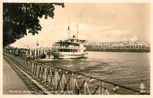 AK / Ansichtskarte Motorboote Meersburg Bodensee Schiffslaende Saentis  Motorboote