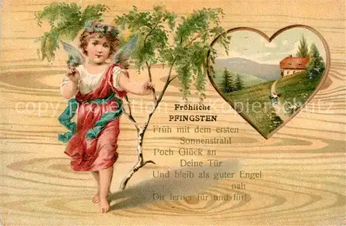 AK / Ansichtskarte Pfingsten_Pentecost_Pentecote Engel Gedicht Litho  Pfingsten_Pentecost