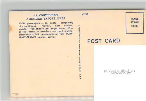 AK / Ansichtskarte Dampfer_Oceanliner S.S. Constitution American Export Lines  Dampfer Oceanliner