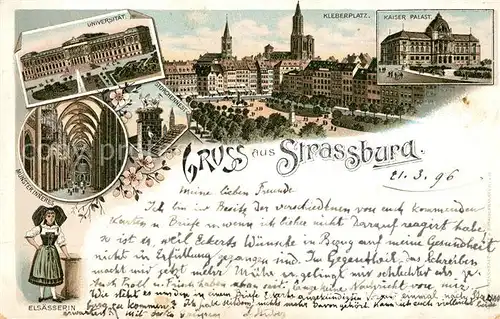 AK / Ansichtskarte Strassburg_Elsass Universitaet Kleberplatz Kaiser Palast Muenster Strassburg Elsass
