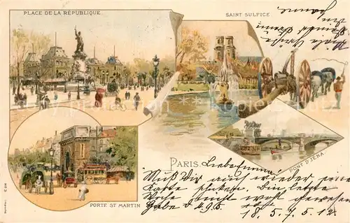 AK / Ansichtskarte Paris Place de la Republique Saint Sulfice Porte St Martin Pont Diena Paris