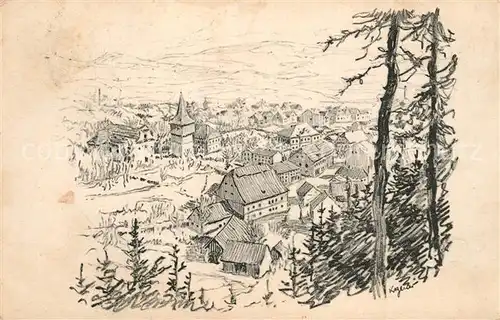 AK / Ansichtskarte Hronov od Jiraskova buku Zeichnung Hronov