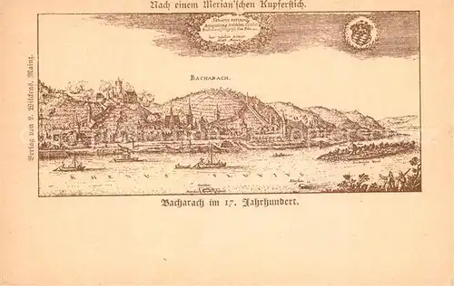 AK / Ansichtskarte Bacharach_Rhein Merianscher Kupferstich  Bacharach Rhein