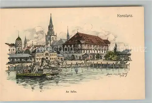 AK / Ansichtskarte Konstanz_Bodensee Hafenpartie Muenster Konstanz_Bodensee