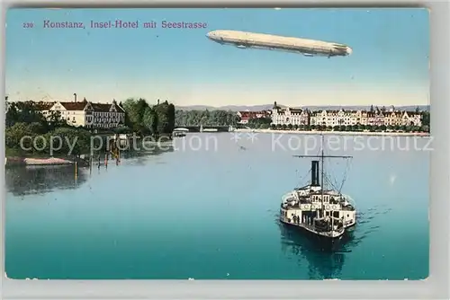 AK / Ansichtskarte Konstanz_Bodensee Insel Hotel Zeppelin Faehrschiff Konstanz_Bodensee