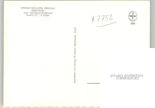 AK / Ansichtskarte Insel_Reichenau_Bodensee Fliegeraufnahme mit Strand Hotel Seeschau 