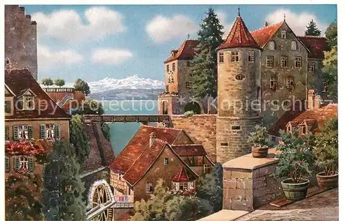 AK / Ansichtskarte Meersburg_Bodensee Schloss und alte Muehle Meersburg Bodensee