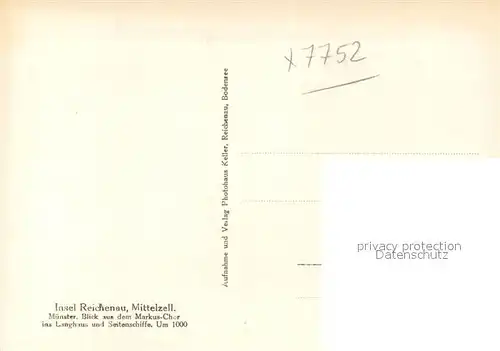 AK / Ansichtskarte Insel_Reichenau_Bodensee Muenster Mittelzell Blick aus dem Chor 