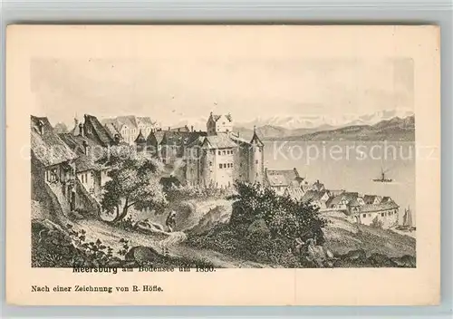 AK / Ansichtskarte Meersburg_Bodensee Schloss Zeichnung Meersburg Bodensee