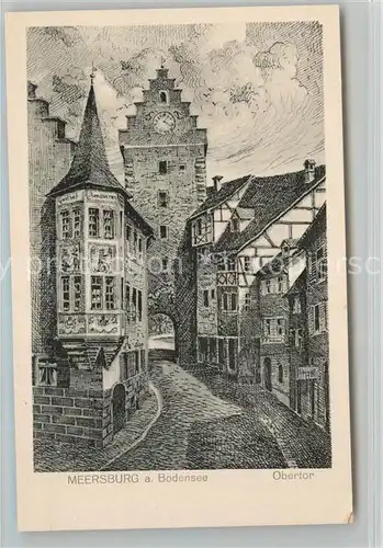 AK / Ansichtskarte Meersburg_Bodensee Obertor Zeichnung Meersburg Bodensee