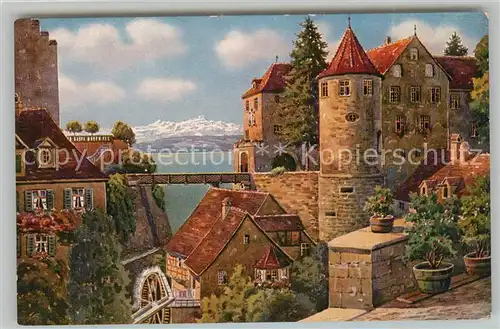 AK / Ansichtskarte Meersburg_Bodensee Schloss und alte Muehle Meersburg Bodensee