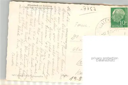 AK / Ansichtskarte Allensbach_Bodensee mit Blick auf Insel Reichenau Allensbach_Bodensee