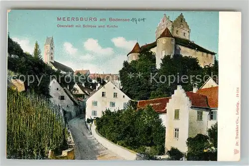 AK / Ansichtskarte Meersburg_Bodensee Oberstadt mit Schloss und Kirche Meersburg Bodensee