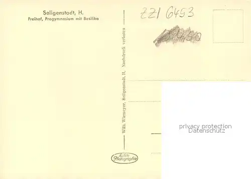 AK / Ansichtskarte Seligenstadt_Hessen Freihof Progymnasium Basilika Seligenstadt_Hessen