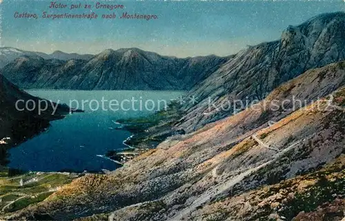 AK / Ansichtskarte Cattaro_Kotor Serpentinenstrasse nach Montenegro Cattaro Kotor