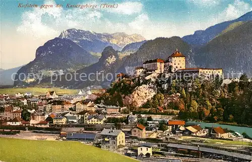 AK / Ansichtskarte Kufstein_Tirol mit Schloss und Kaisergebirge Kufstein_Tirol