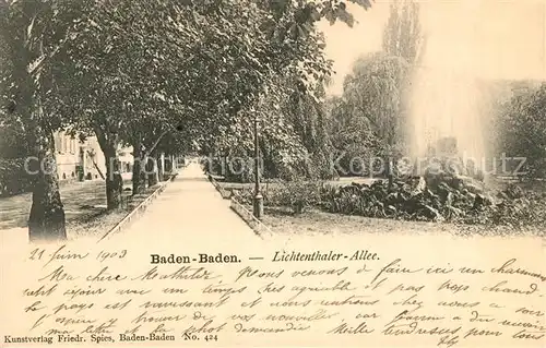 AK / Ansichtskarte Baden Baden Lichtenthaler Allee Baden Baden