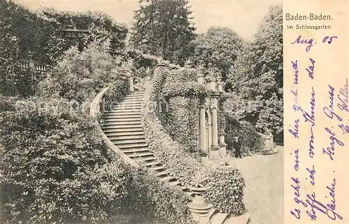 AK / Ansichtskarte Baden Baden Im Schlossgarten Baden Baden