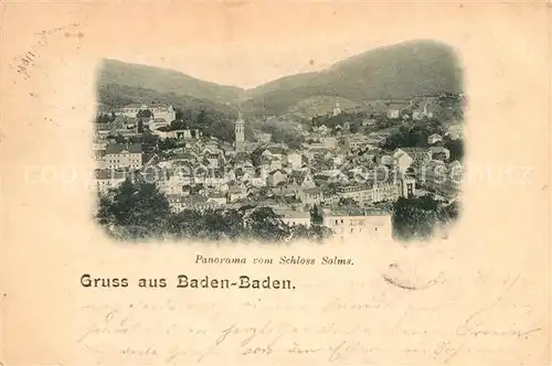 AK / Ansichtskarte Baden Baden Panorama vom Schloss Solms Baden Baden