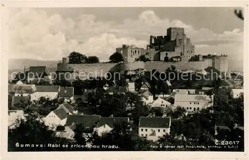 AK / Ansichtskarte Sumava_Boehmen Rabi se zricenihou hradu Sumava Boehmen