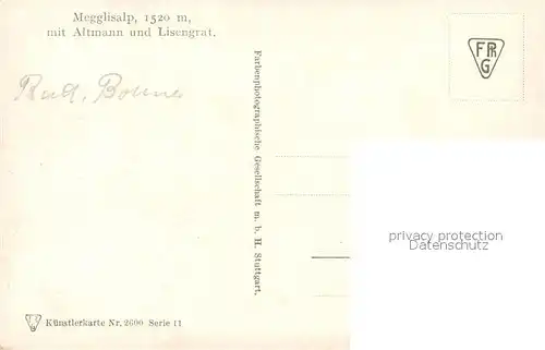 AK / Ansichtskarte Meglisalp_Altmann_Saentis und Lisengrat Meglisalp_Altmann_Saentis