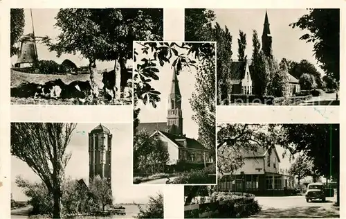 AK / Ansichtskarte Aalsmeer Kuddelstraat Windmuehle Kirchen Strassenpartie Aalsmeer