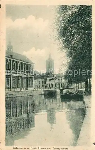 AK / Ansichtskarte Schiedam Korte Haven met Beursgebouw Schiedam