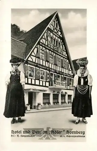 AK / Ansichtskarte Hornberg_Schwarzwald Hotel Pension Adler Fachwerkhaus Trachten Hornberg Schwarzwald