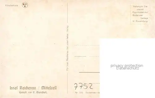 AK / Ansichtskarte Mittelzell Ortsansicht mit Kirche Marschall Kuenstlerkarte Mittelzell