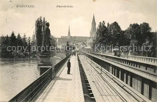 AK / Ansichtskarte Konstanz_Bodensee Rheinbruecke Blick zum Muenster Konstanz_Bodensee