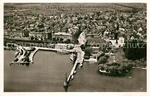 AK / Ansichtskarte Konstanz_Bodensee Hafen Fliegeraufnahme Konstanz_Bodensee