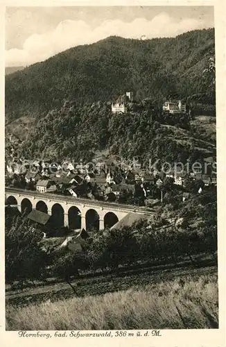 AK / Ansichtskarte Hornberg_Schwarzwald Panorama Blick zum Schloss Viadukt Kupfertiefdruck Hornberg Schwarzwald