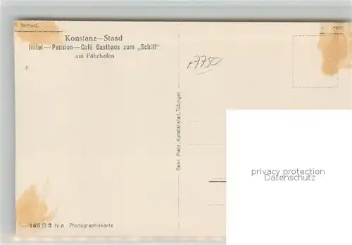 AK / Ansichtskarte Staad_Konstanz Hotel Pension Gasthaus zum Schiff am Faehrhafen Staad_Konstanz