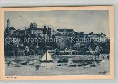 AK / Ansichtskarte Meersburg_Bodensee Ansicht vom See aus Marschall Kuenstlerkarte Meersburg Bodensee