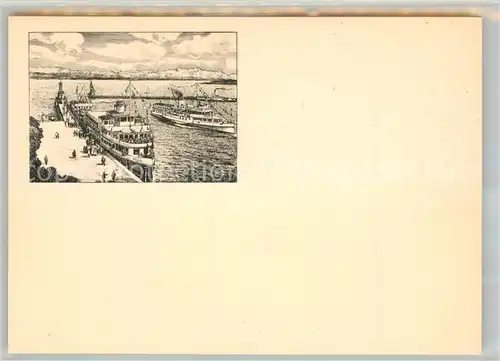 AK / Ansichtskarte Konstanz_Bodensee Hafen Dampfer Alpen Kuenstlerkarte Konstanz_Bodensee