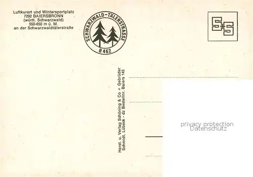 AK / Ansichtskarte Baiersbronn_Schwarzwald  Baiersbronn Schwarzwald