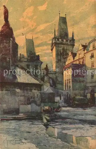 AK / Ansichtskarte Praha_Prahy_Prague Un coin pres du Pont du Petit Cote Praha_Prahy_Prague
