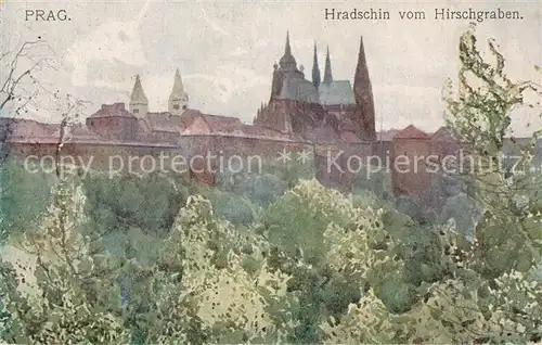 AK / Ansichtskarte Prag_Prahy_Prague Hradschin vom Hirschgraben Prag_Prahy_Prague