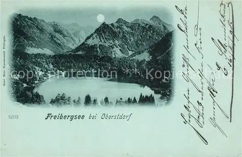 AK / Ansichtskarte Oberstdorf Freibergsee Mondschein Oberstdorf